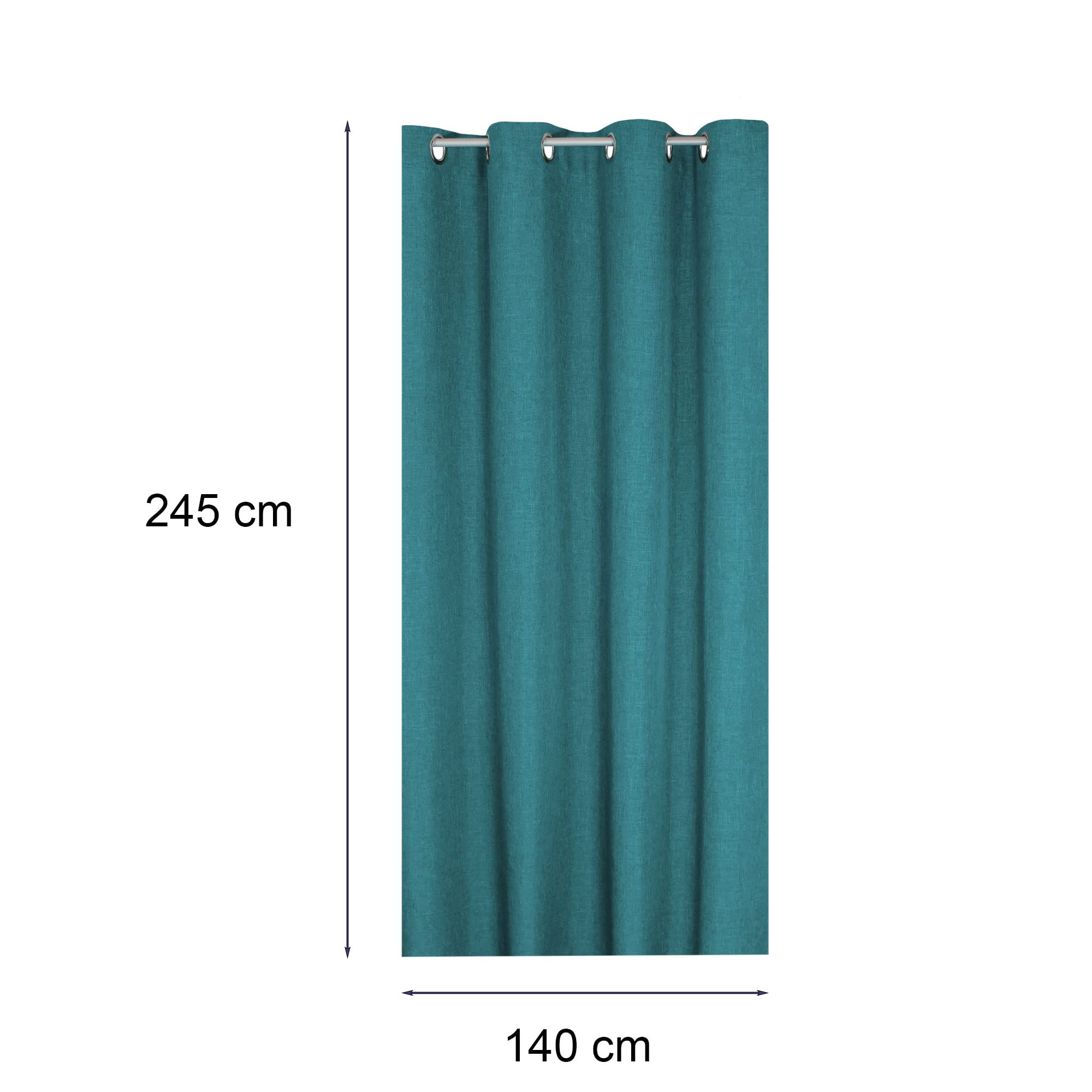 Haus und Deko Vorhang 2er Set 140 x 245 cm Petrol Leinenoptik, blickdichter Ösenvorhang mit Metall-Ösen, klassisch Elegante Gardine, Vorhänge für Wohnzimmer Schlafzimmer