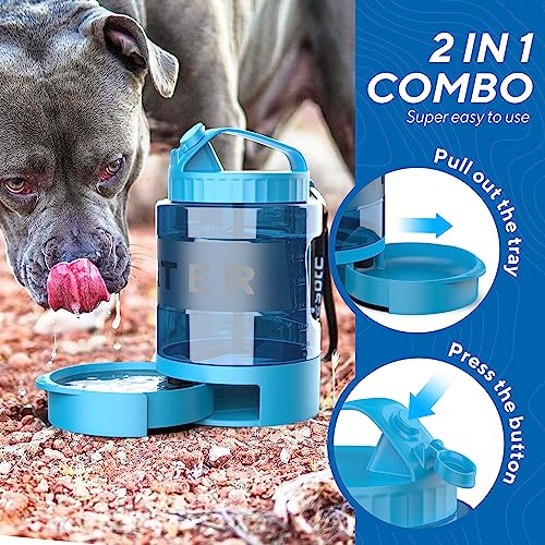 Image of Dog Water Bowl Dispenser 77oz, Large Pet Dog Water Bottle Portable with Pull-Out Travel Water Bowl for Dogs, Portable Water Bowl for Dogs on The Go, Camping Essentials Hiking Traveling Accessories