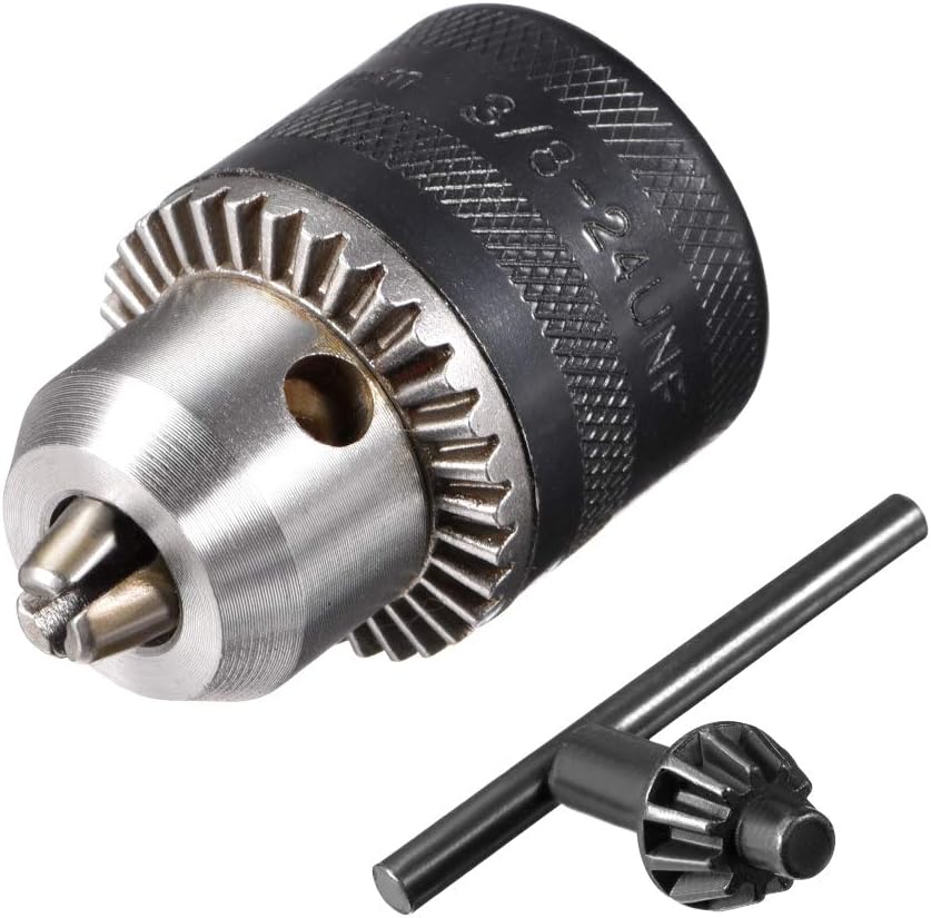 uxcell Drill Chucks, 1.5-10mm Capacity 3/8-24 UNF Threaded with Chuck Key for Electric Impact Corded Cordless Drill