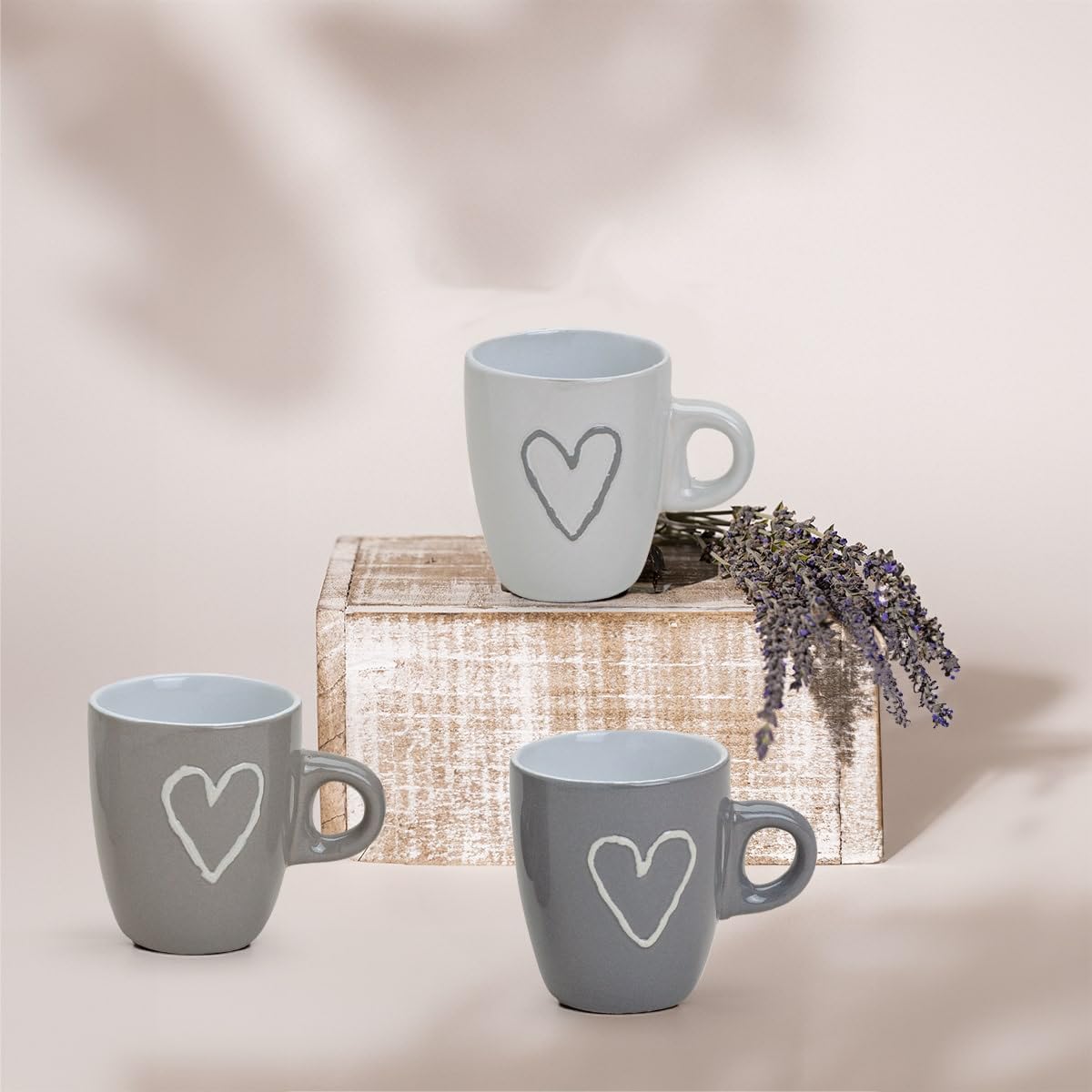 Francois Et Mimi Espressotassen Set – 6 Stück Keramik Mit Untertassen, 57 Ml, Grau