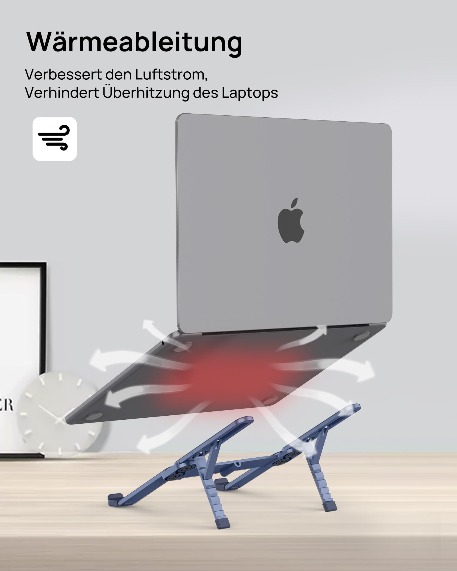SODI Supporto pieghevole in alluminio per computer portatile, regolabile in altezza, ventilato, per MacBook Pro/Air, HP, Sony, Dell, tutti i laptop da 10 a 16 pollici,Blau
