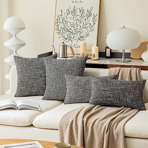 Kevin Textile Soft Solid Lined Linen Pillow Cover Durable Pillowcase Fashion Striped Star Cushion Cover, 66 X 66 Cm, Set Of 2, Black #TOP6