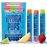 Hydra Pops Electrolyte Freeze Pops - Naturally Sweetened with Real Fruit - No Added Sugar - No Dyes - Gluten Free - Vegan - 4 Essential Electrolytes - 30 Calories or Less - Natural Ingredients - 200mg+ Electrolytes - 6 pack