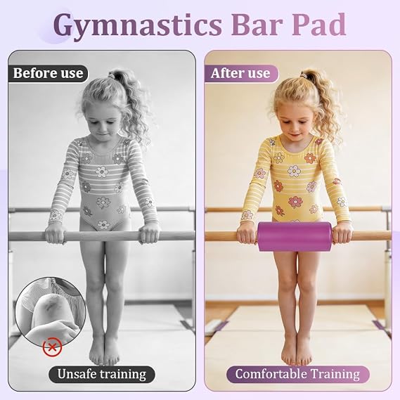 Gymnastics Bar Padding, Gymnastics Bar Pad Protective Sponge, Gymnastics Bar Pad Fits Gymnastics, Uneven Bar, Horizontal, Ballet Bars for Kids and Adults, Purple, 24x10.5cm