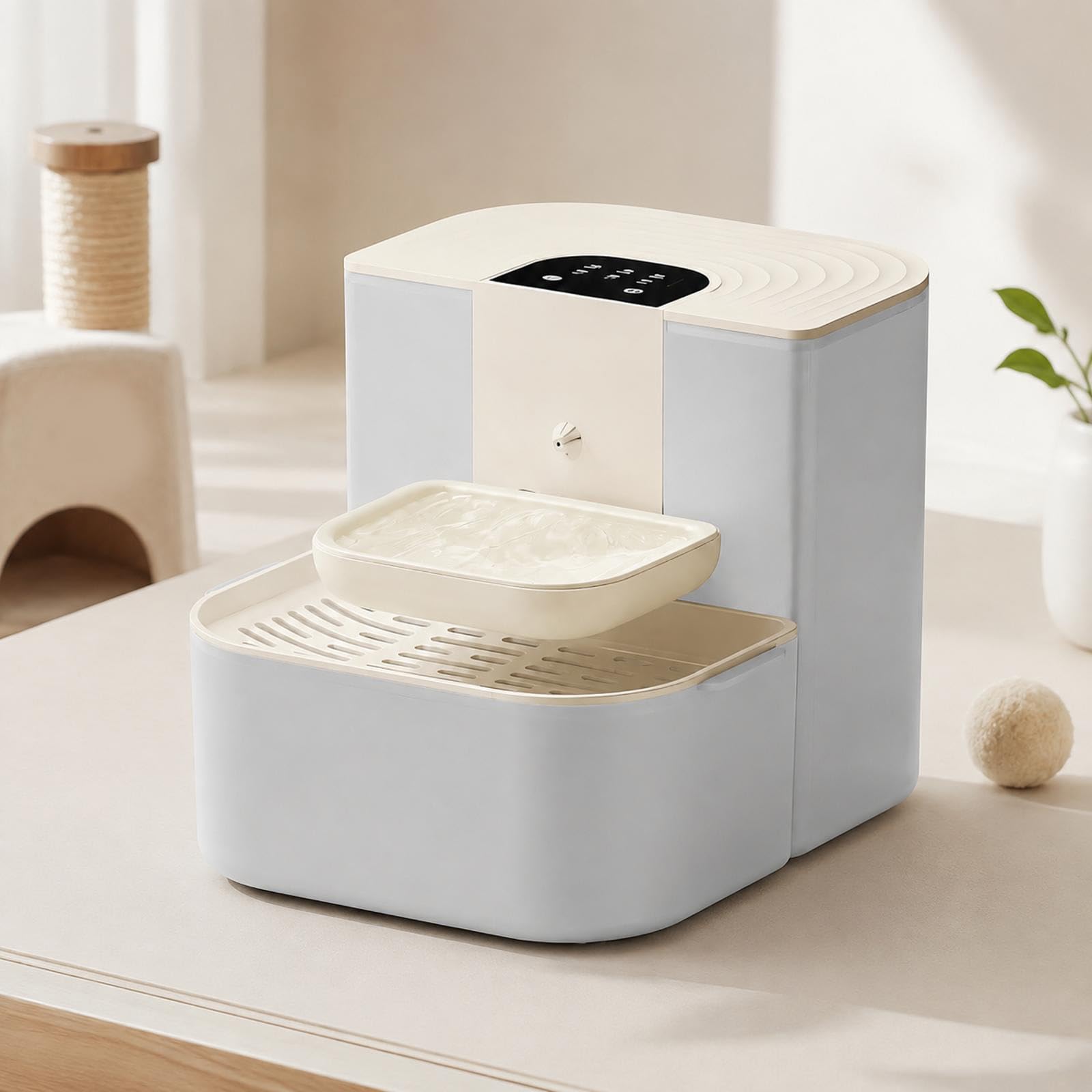 Dispensador automático de agua para perros y gatos, color blanco leche
