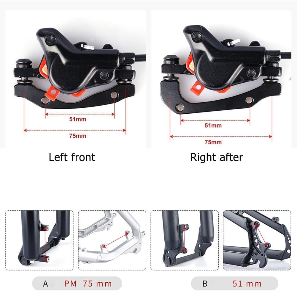 1 Pair MT200 Hydraulic Disc Brake Set,Left Front 800mm and Rear 1400mm Hydraulic Disc Brake With 3 Pins,Disc Brake Set for Mountain Bike, Road Bike