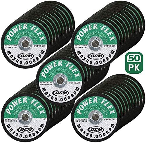50 Pack - Cut Off Wheels 3 Inch x 1/32 Inch x 3/8 Inch for Cutting All Steel and Ferrous Metals.