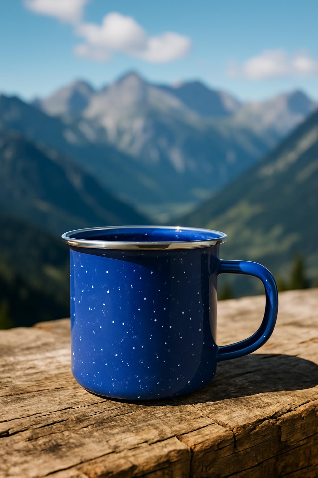 Tazza smaltata, da campeggio, infrangibile, blu classico, con pois, 300 ml