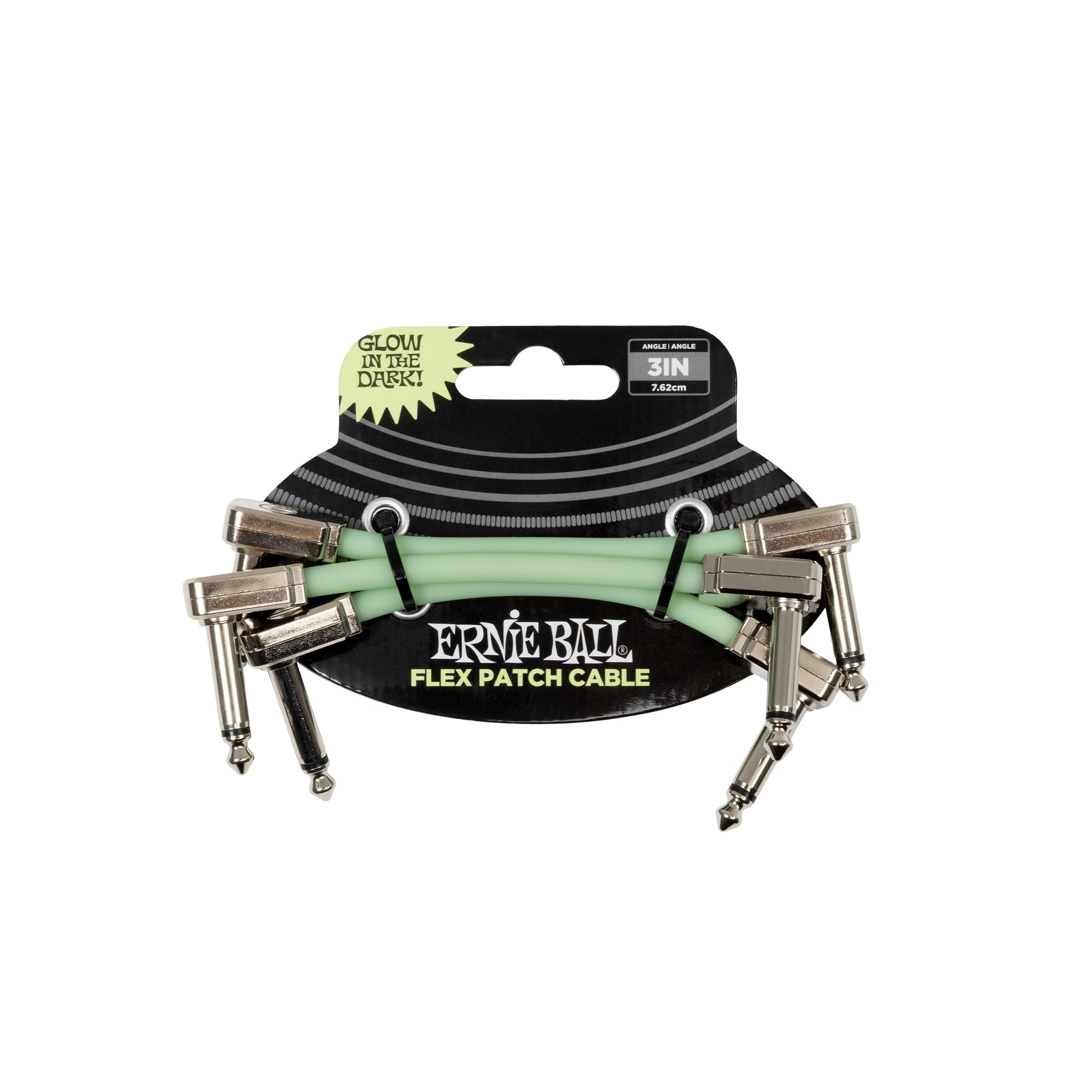 Ernie Ball Flex Patch Cable 3in - Glow in Dark - 3 Pack