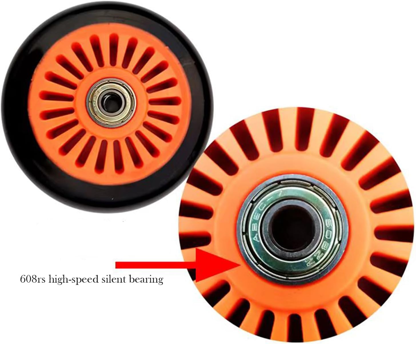 Inline Skate Wheels Outdoor Indoor 125mm Roller Skate Wheels Scooter Wheels 85A Speed Skating Shoes Inline Replacement Wheel 5inch with Bearings for Scooters (Orange,6)