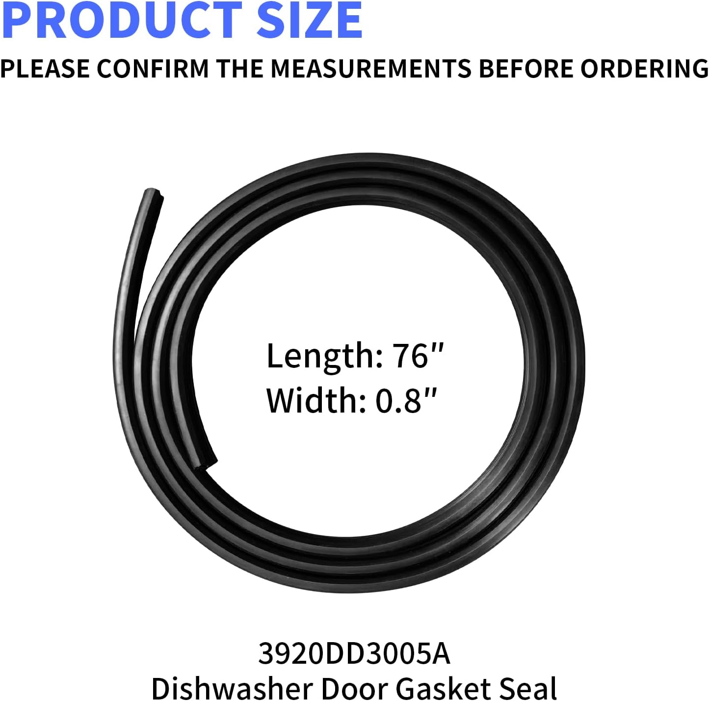 Upgraded 3920DD3005A Dishwasher Rubber Door Seal Dishwasher Door Gasket Seal Replacement Compatible with LG Dishwashers Replaces AP4437203, 1267456