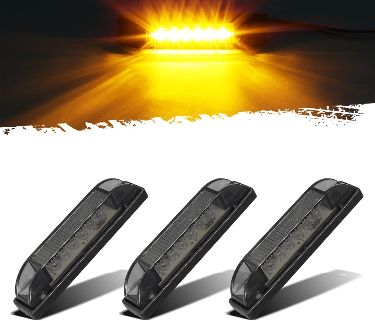 Partsam 3pcs 4 Inch Amber 9 LED Side Marker Clearance Light, Smoke Lens Center Grille Running Light Indicators For Truck Car Pickup Compatible With Silverado Tacoma 4Runner Tundra F150 F250