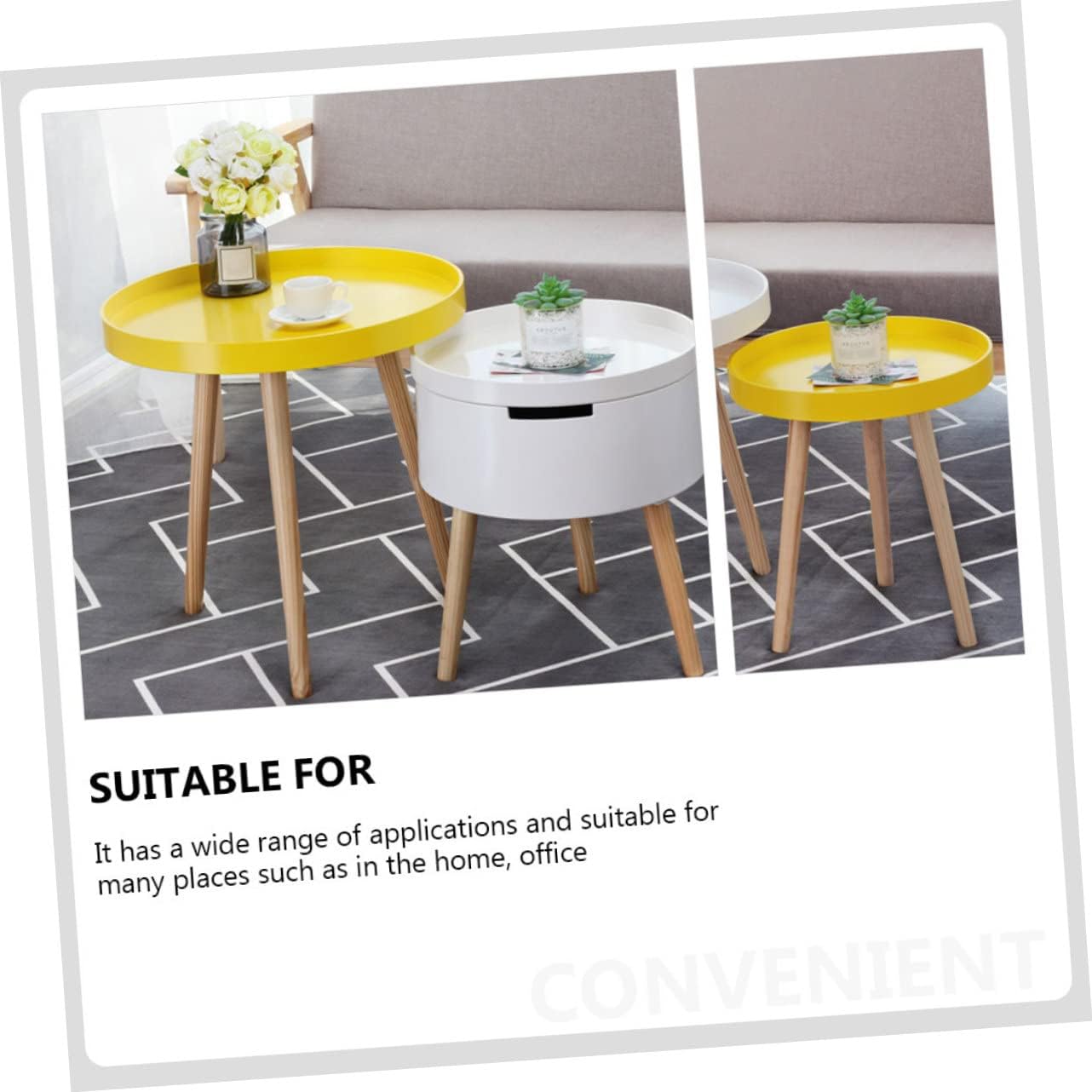 KICHOUSE Versatile Mini Round Coffee Table for Corner Decorative Table Fine Workmanship