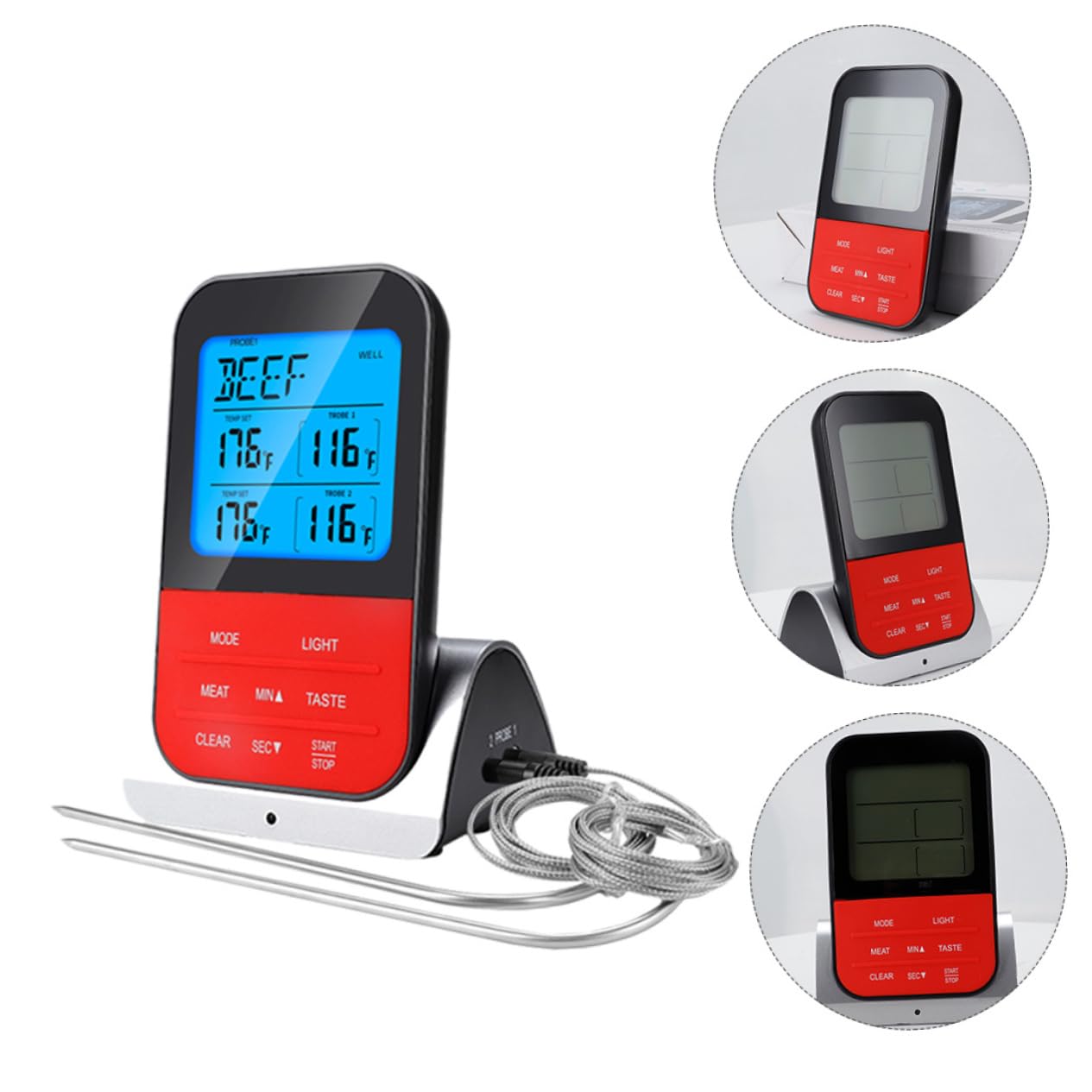 Alipis Termómetro de Doble Sonda para Carne y Cocina Inalámbrico Pantalla de Temperatura Preprogramada y Control Remoto para Uso en Restaurantes y Barbacoas