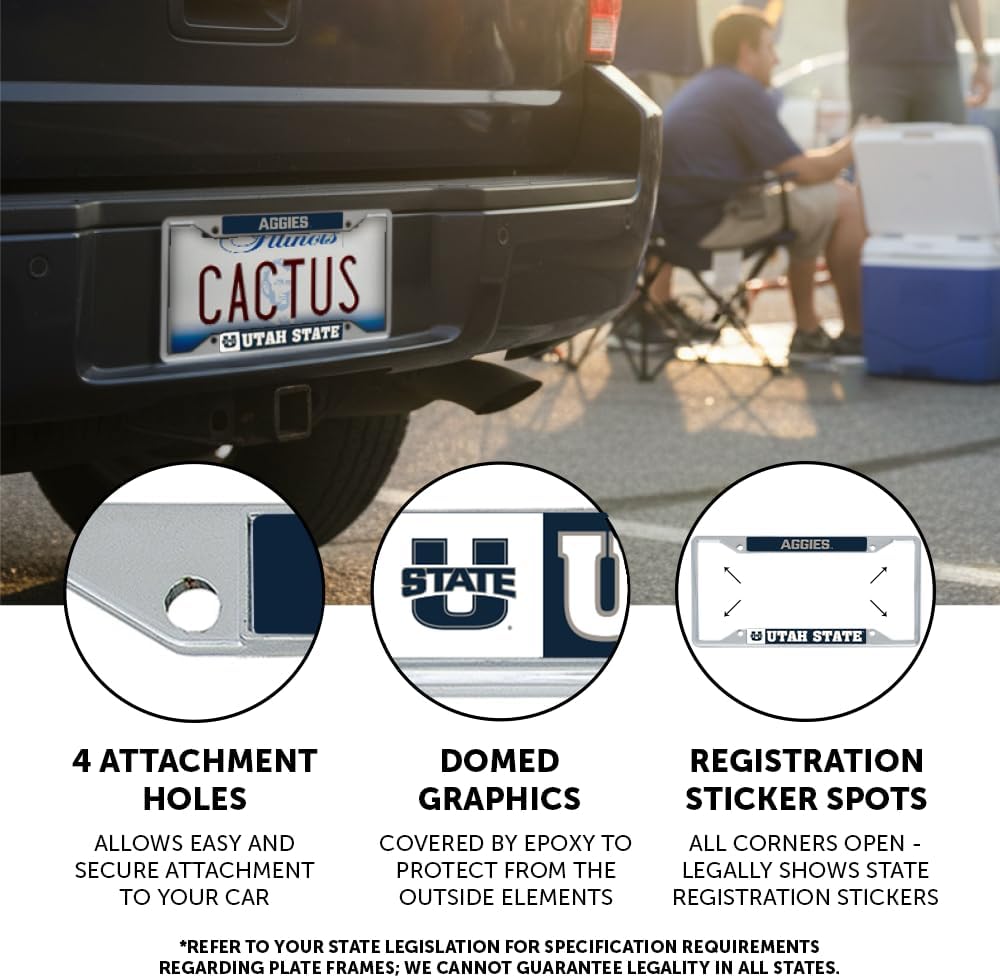 Desert Cactus Utah State University Car Accessories Aggies Metal License Plate Frame and Tag Holder for Front or Rear of Car (Mascot) - Image 3