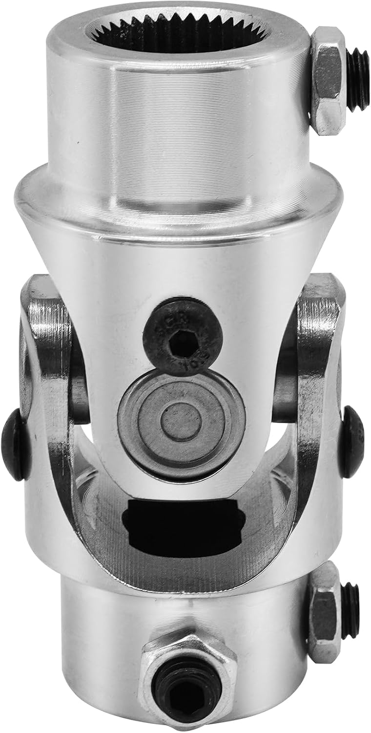 13/16"-36 Spline X 3/4" DD Chrome Steering Universal Joint Single U Joint Shaft,Total Length: 83mm (3-1/4")