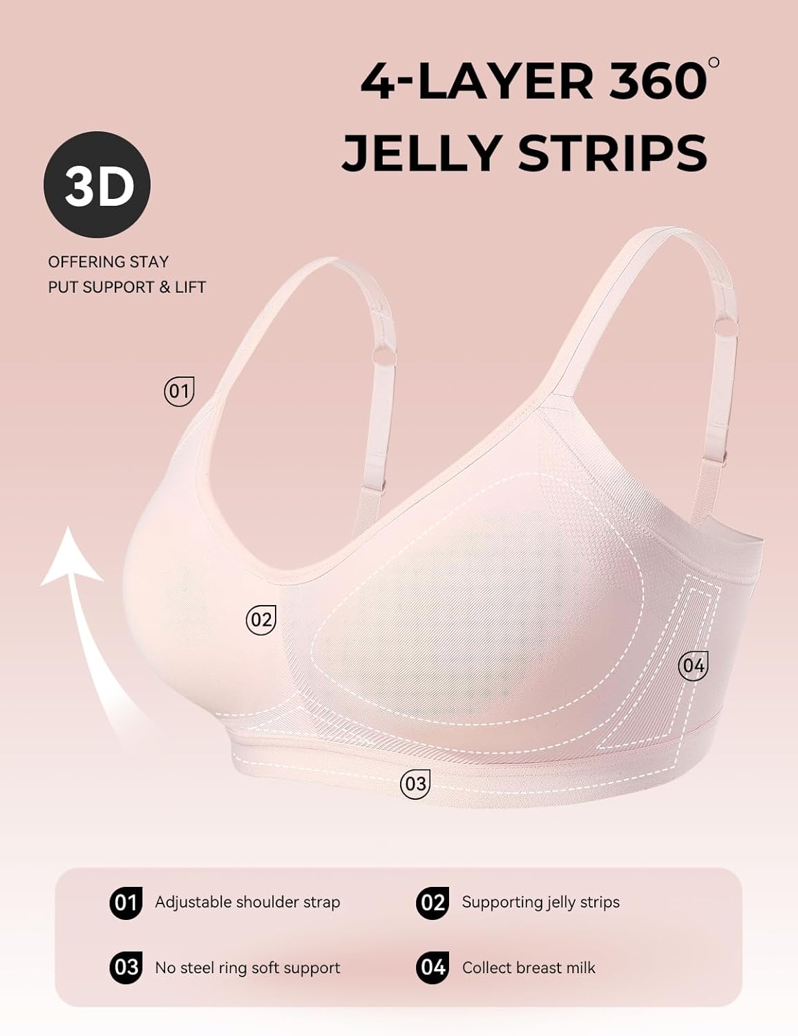 Seamless Bra for Women Stretch Wireless Bras Underarm Smoothing Bras - Image 4