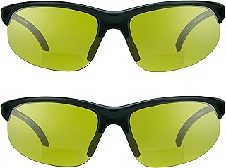 proSPORT BIFOCAL Sunglasses Reader +2.25 Yellow Night Vision Lens 2 Pairs Semi Rimless Sport Wrap Men and Women