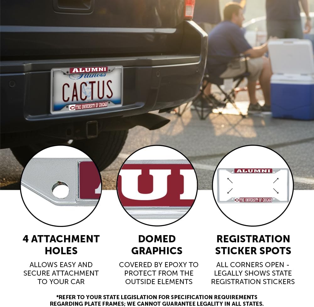 Desert Cactus The University of Chicago UChicago Maroons Car Accessories Metal License Plate Frame and Tag Holder for Front or Rear of Car (Alumni) - Image 3