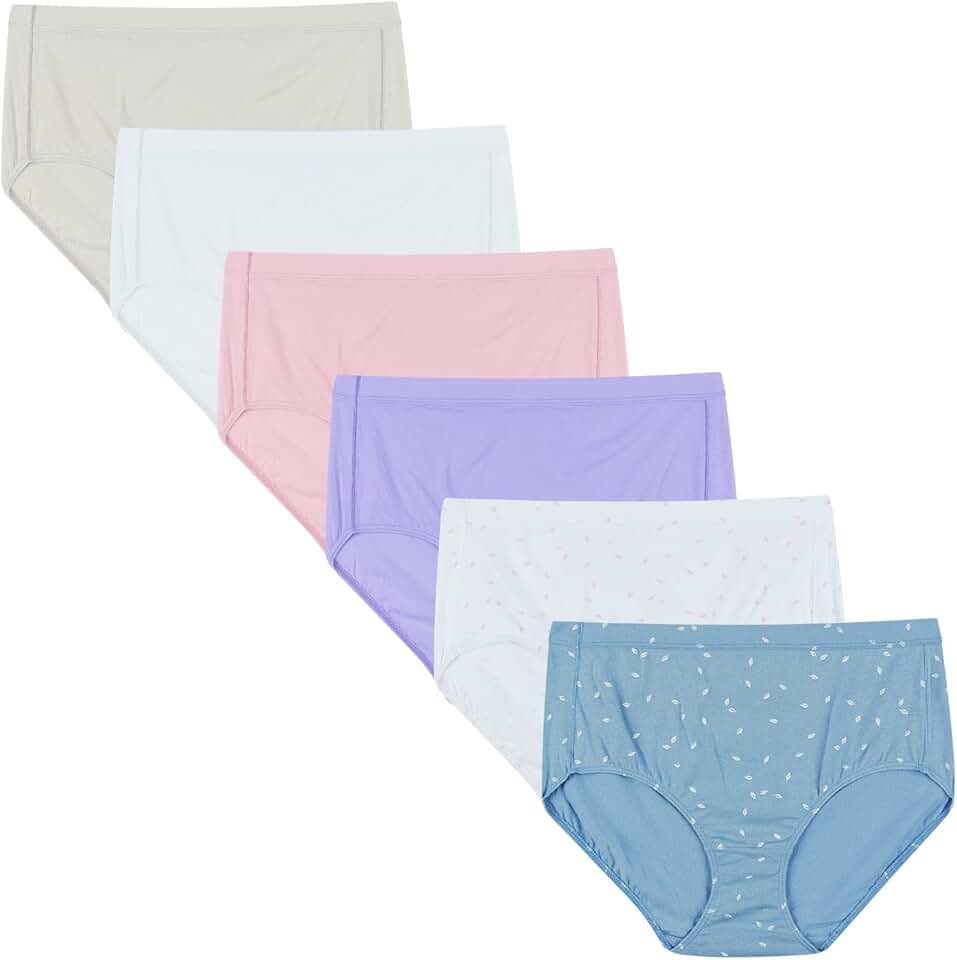 Hanes Women's Underwear Briefs Pack, 6-Pack, Pure Comfort Organic Cotton Brief Panties for Women, Full Coverage OEKO-TEX STANDARD 100