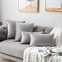 Vista 214 de 2 fundas para cojín decorativo de terciopelo con pompones