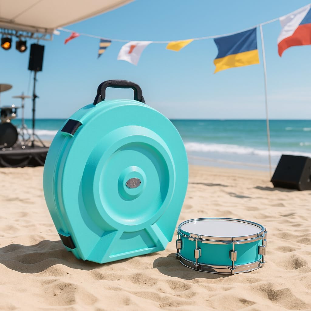 GORPANIX 22'' Cymbal Case With Wheels, Rolling Cymbal Hard Case With Foam, Fits 10 × 21" Cymbals, Design for Drum Cymbal, Cymbal Vault Upgrade Cymbal Bag, Hard Shell Protect (Arctic Mint, 22 inch)