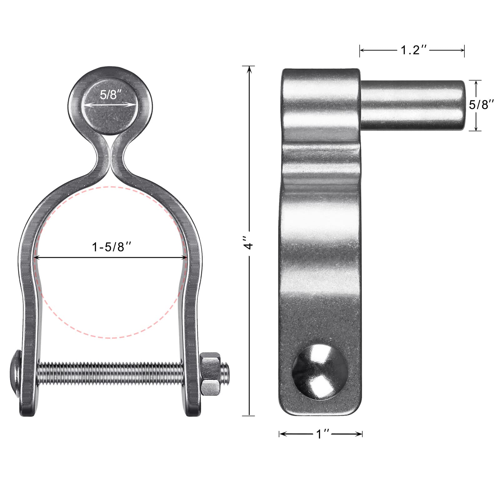 Insaga Bisagra de puerta de acero inoxidable 304, bisagras de puerta resistentes, bisagras de puerta macho de 1-5/8 pulgadas para postes de diámetro exterior de 1-5/8 pulgadas, 2 unidades
