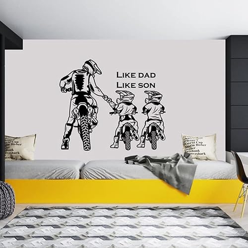 Miniatura 2 de Calcomanía de pared de motocross The Cozy Scene of Father and Son Walking Together - Adhesivo para motocicleta extraíble (26 x 22 pulgadas, H622
