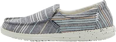 Hey Dude Womens Chambray Stripes Green Slip-On Shoes