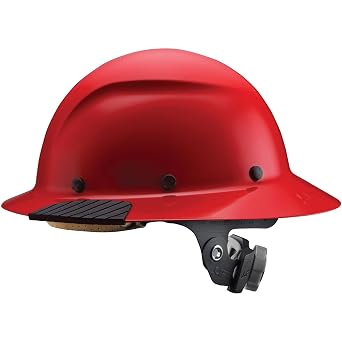 Lift Dax Fiber Resin Full Brim Safety Helmet/Hard Hat, Red | Fiber-reinforced hard hat with Clarino comfort dome, moisture-wicking EVA foam inserts, 6-point suspension, ratchet sizing
