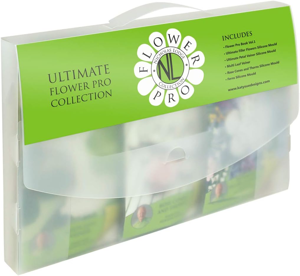 Hottest Sale The Flower Pro Roses And Filler Flowers Collection Volume One Gift Pack Kit; 5 Silicone Moulds, Tutorial Book And Carry Case; Cake Decorating, Crafts, Cupcakes, Sugarcraft, Candies And Clay