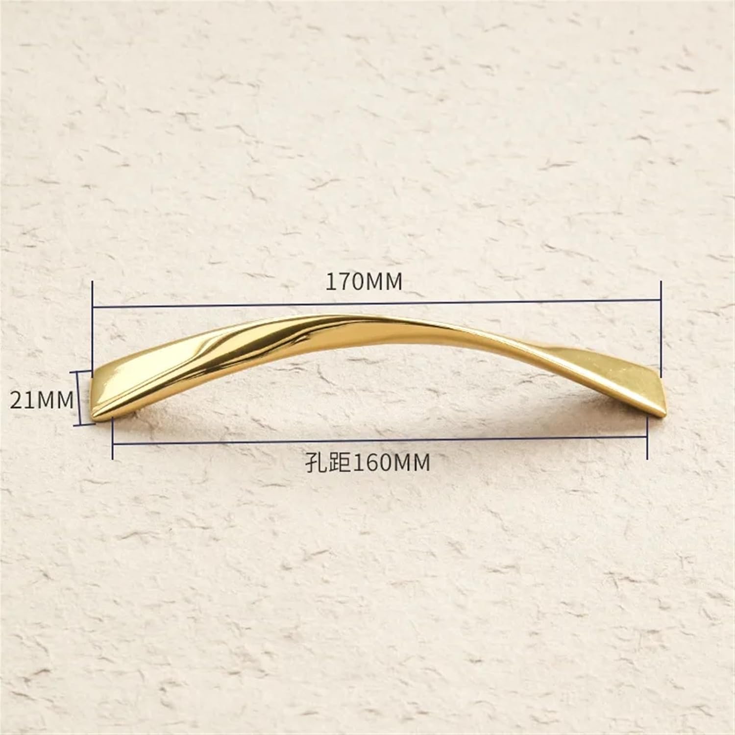 Shiny Gold Cabinet Handle Solid Brass Furniture Handle 160mm Size Bar Pull Kitchen Pull Handle 1Pcs (Color : 160mm, Size : 1pc)