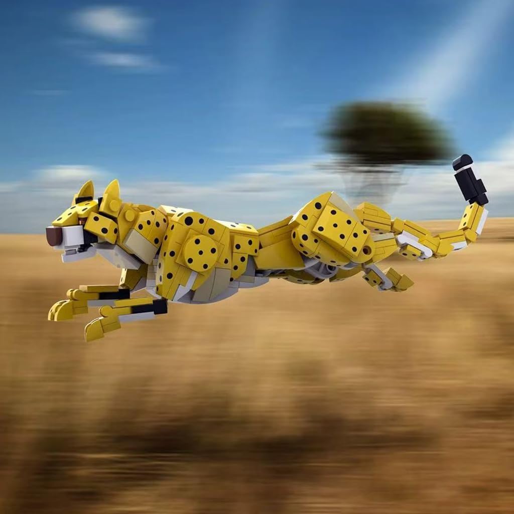 Creative Building Blocks Set, Running Cheetah Animal Design, Educational Construction Toy Kit for Home Decor, Unique Gift for Adult