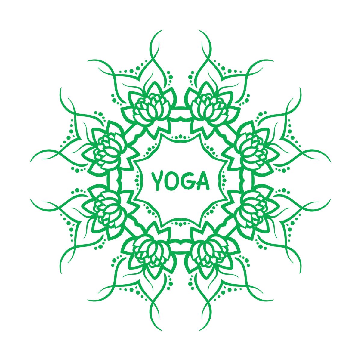 Lettering Stickers Lotus Flower Yoga Buddhism Zen Meditation Room 36x36cm Do not Damage the wall Surface Small Green
