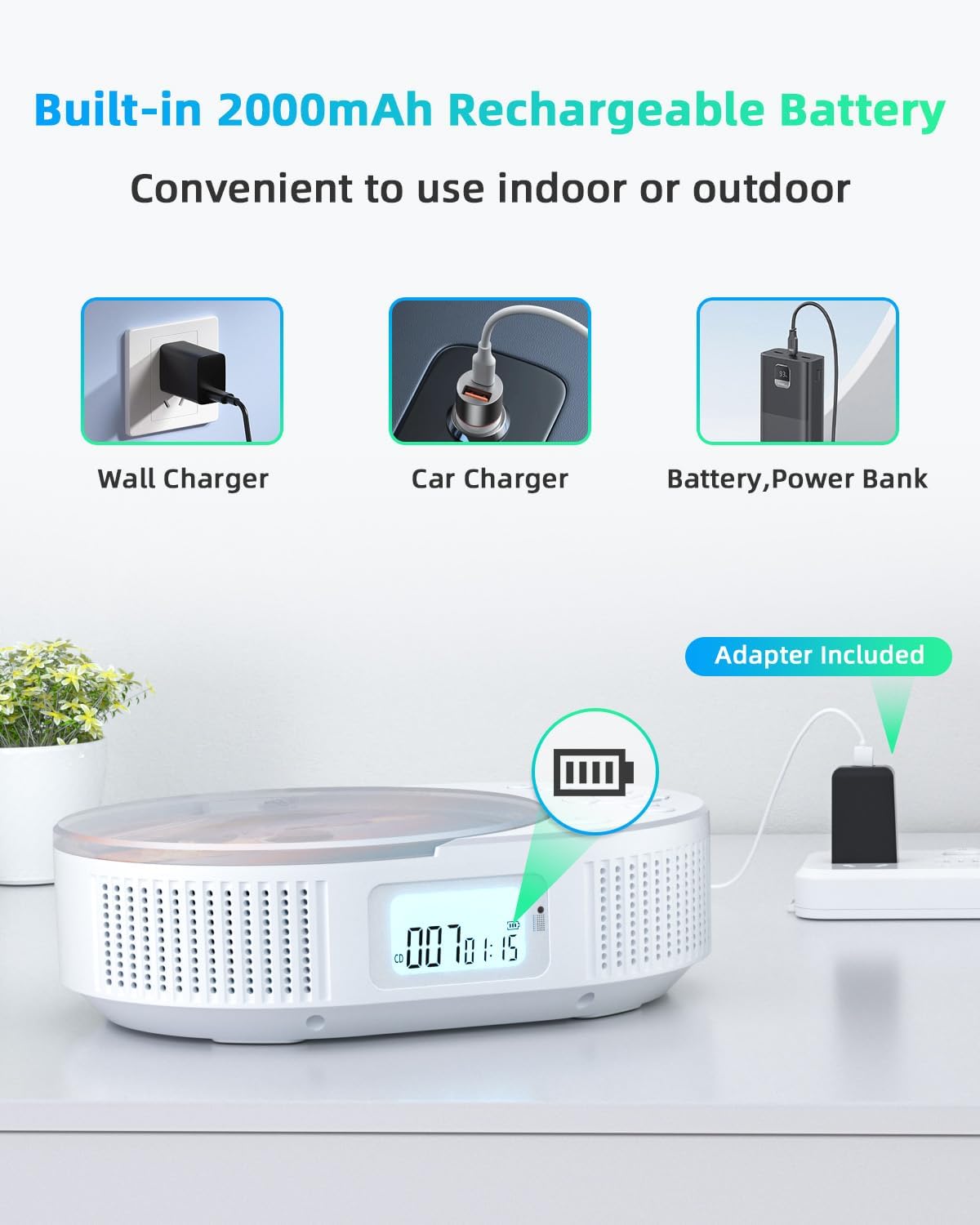 Portable CD Player with Speakers, FELEMAN Bluetooth CD Players for Home, Boombox CD Player for Car, Bluetooth Speaker Supports FM Radio/AUX/USB/Remote Control/Timer/Repeat