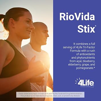 4Life - RioVida Stix - Immune Support Drink with Acai, Blueberry, Elderberry, Grape, Pomegranate, Electrolytes Powder - 15 Packets