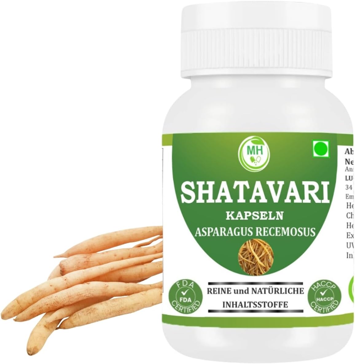 Shatavari Asparagus racemosus Capsules 500 mg 60 Vegan Capsules Pure Shatavari Root Powder 100% Natural & Vegetable No Fillers Additives Preservatives