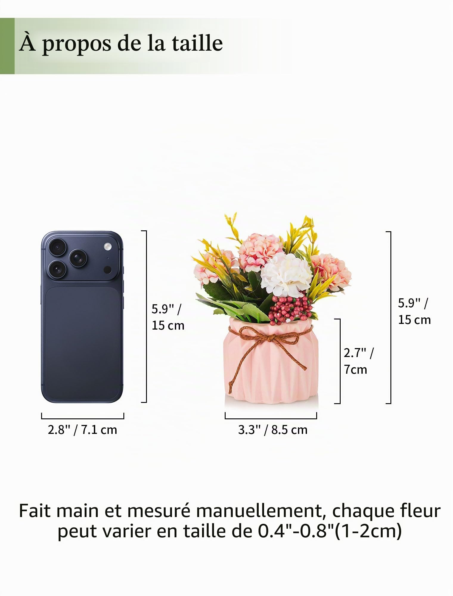 BLOSMON Petites Fleur Artificielle avec Vase pour Table Deco, 4 Pièces