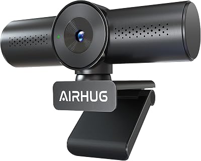 AIRHUG 2K 60fps Webcam, Streaming Camera with Sony 8MP Sensor, Dual Omnidirectional Mics, PDAF Autofocus, 60° Focused View for Online Meetings, Built in Privacy Cover, Plug and Play for Windows/Mac