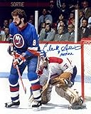 CLARK GILLIES SIGNED 8x10 PHOTO + HOF 02 RARE BECKETT BAS