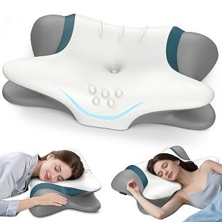 Cervical Neck Pillow for Pain Relief - Ergonomic Side Sleeper for Sleeping, Cooling Memory Foam Pillows for Neck Support, Contour Orthopedic Bed Pillow for Back Stomach Sleepers - Amazon product rated Grade A
