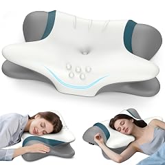 Cervical Neck Pillow for Pain Relief - Ergonomic Side Sleeper for Sleeping Cooling Memory Foam Pillows for Neck