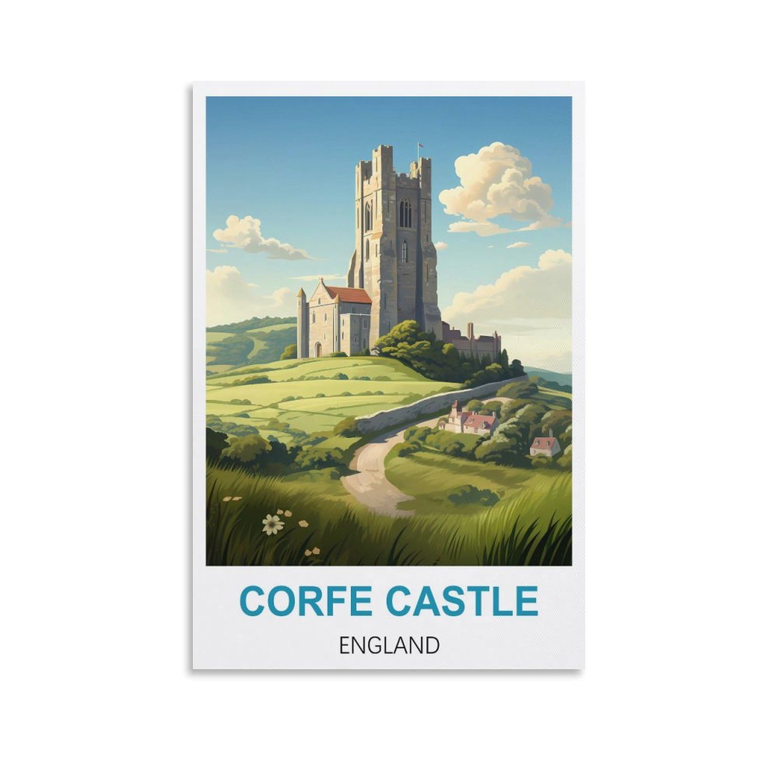 EZMLFA 5D Diamond Art Kits for Beginner,Corfe Castle Englands,Beginners,DIY Full Round Drill Diamond Dot Gem Art Kits for Adults,Crafts for Decor 30x40cm