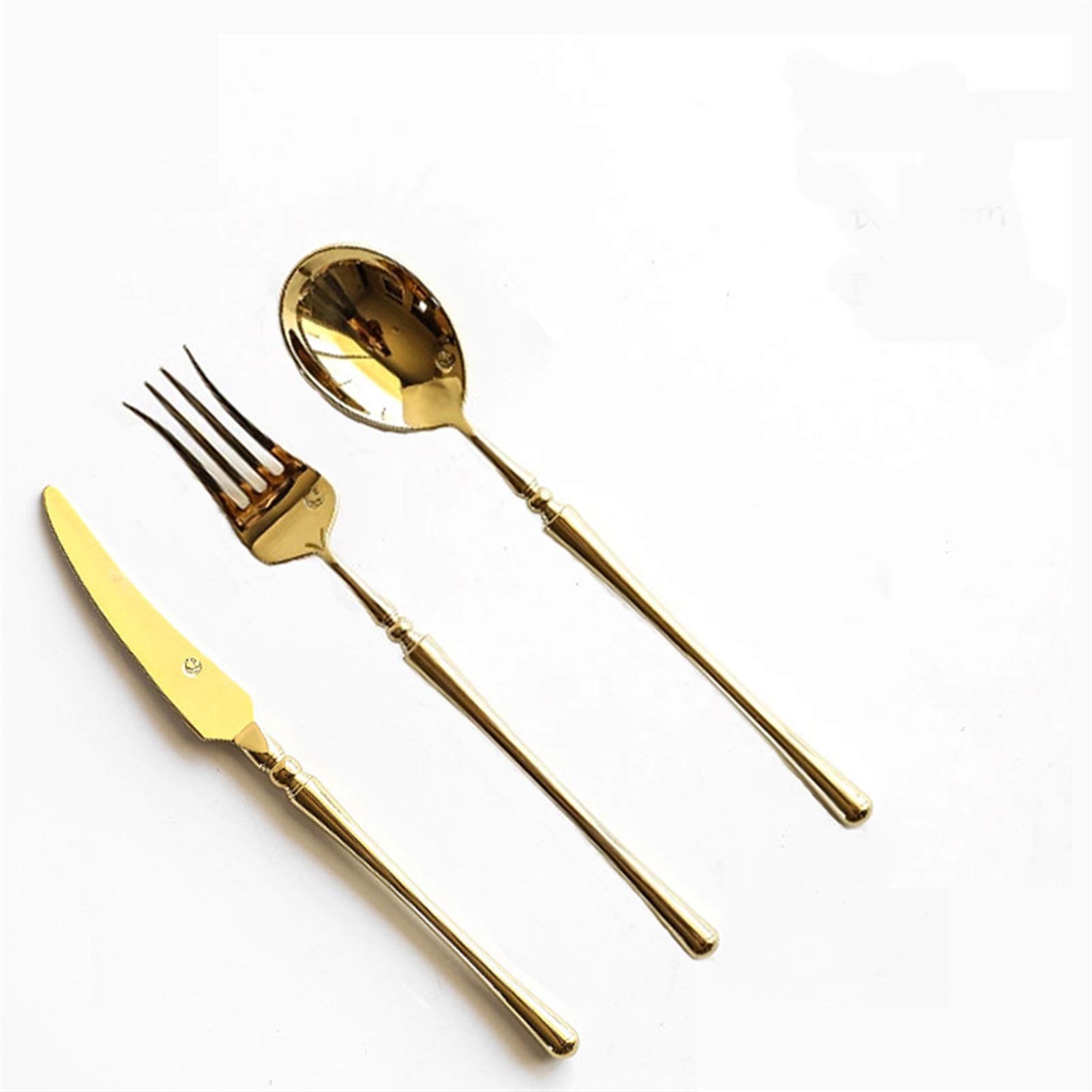 Couverts de vaisselle poli miroir doré en acier inoxydable