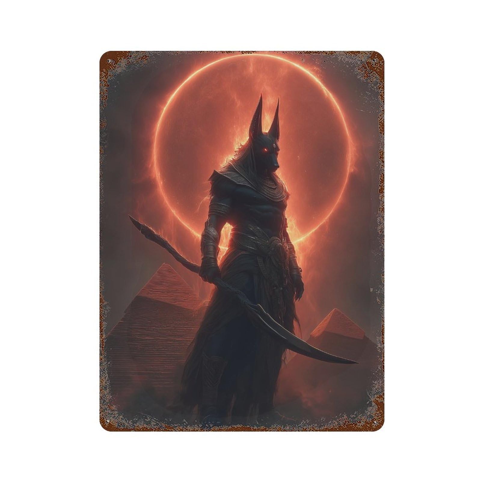 Anubis Egyptian God of The Underworld Retro Metal Sign 15.7"x11.8", Farmhouse Wall Decor for Garage, Pub Or Kitchen
