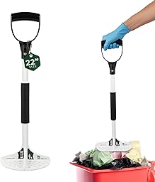 TAMP-IT Next Gen Manual Trash Compactor – Heavy Duty Smasher Tool for Kitchen, Dumpster, Outdoor Use, Garbage Recycling, Steel Ground Tamper, Trash Can Compactor Tool, 22 x 7.5 Inches, White, D-Handle