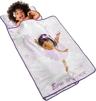 EVERYDAY KIDS Nap Mat with Removable Pillow -Princess Storyland- Carry Handle with Fastening Straps Closure