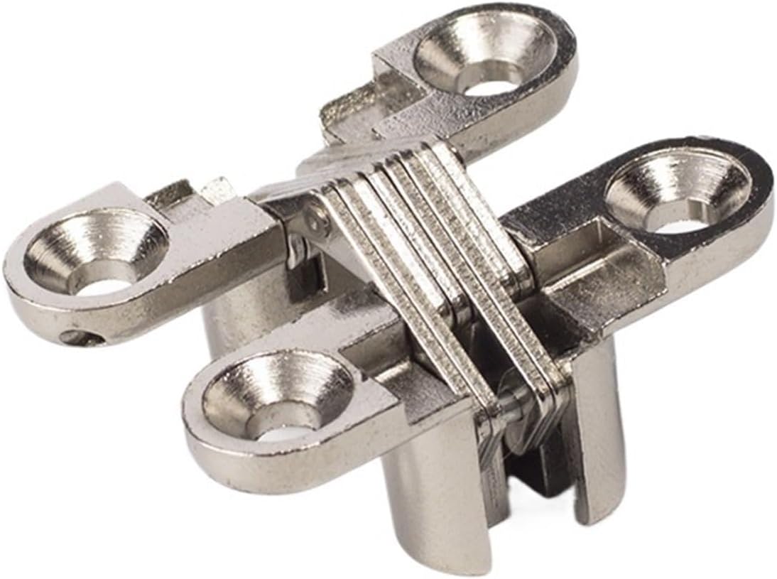 1pc Invisible Hinge 180 Degree zinc Alloy Material Nickel Color Invisible Folding Door Soss Hinge(Nickel 2 pcs)