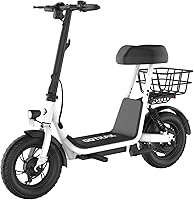 GOTRAX A5 Electric Scooter with Seat for Adults: 400W Motor, 15.5 MPH, 15.5 Mile Range, 12" Tires, Dual Suspension & Brakes, Storage Basket - White