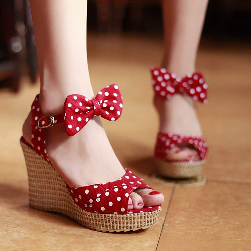 polka dot wedge heels